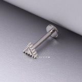 Detail View 1 of Triangle Beveled Beaded Edge Top Internally Threaded Steel Flat Back Stud Labret