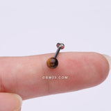 Detail View 2 of Tiger Eye Stone Ball Top Steel Flat Back Stud Labret