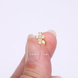 Detail View 2 of Golden Grand Sparkle Cross Top Internally Threaded Steel Flat Back Stud Labret-Clear Gem