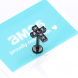 Detail View 3 of Blackline Grand Sparkle Cross Top Internally Threaded Steel Flat Back Stud Labret-Vitrail Medium