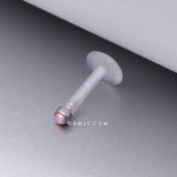 Fire Opal Sparkle Top Bio-Flex Push-In Labret-Pink