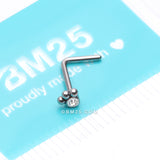 Detail View 3 of Bali Beads Sparkle Steel L-Shaped Nose Ring-Clear Gem