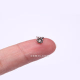 Detail View 2 of Bali Beads Flower Sparkle Steel L-Shaped Nose Ring-Clear Gem