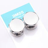 Detail View 3 of A Pair of Steel Hexa Nut Push-Fit Single Flared Ear Gauge Plug