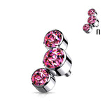 Implant Grade Titanium Internally Threaded Triple Swarovski Crystal Sparkle Top Part-Pink