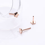 Detail View 1 of Implant Grade Titanium OneFit Threadless Rose Gold Flower Base Flat Back Stud Labret Bar Part