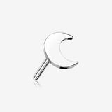 14 Karat White Gold OneFit Threadless Flat Crescent Moon Top Part