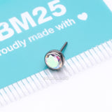 Detail View 3 of Implant Grade Titanium OneFit Threadless Bezel Set Sparkle Gem Top Part-Aurora Borealis