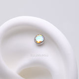 Detail View 1 of Implant Grade Titanium OneFit Threadless Bezel Set Sparkle Gem Top Part-Aurora Borealis