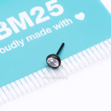 Detail View 3 of Implant Grade Titanium OneFit Threadless Blackline Bezel Set Sparkle Gem Top Part-Clear Gem