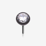 Implant Grade Titanium OneFit Threadless Blackline Bezel Set Sparkle Gem Top Part