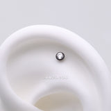 Detail View 1 of Implant Grade Titanium OneFit Threadless Blackline Bezel Set Sparkle Gem Top Part-Clear Gem