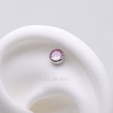 Detail View 1 of Implant Grade Titanium OneFit Threadless Bezel Set Sparkle Gem Top Part-Pink