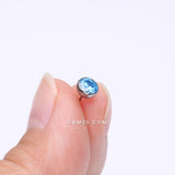 Detail View 2 of Implant Grade Titanium OneFit Threadless Bezel Set Sparkle Gem Top Part-Aqua