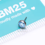 Detail View 3 of Implant Grade Titanium OneFit Threadless Bezel Set Sparkle Gem Top Part-Aqua