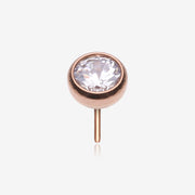 Implant Grade Titanium OneFit Threadless Rose Gold Bezel Set Sparkle Gem Top Part