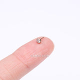 Detail View 2 of Implant Grade Titanium OneFit Threadless Rose Gold Bezel Set Sparkle Gem Top Part-Clear Gem