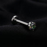 Detail View 1 of Implant Grade Titanium OneFit Threadless Flush Prong Set Sparkle Gem Top Flat Back Stud Labret-Vitrail Medium