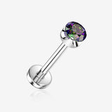 Implant Grade Titanium OneFit Threadless Flush Prong Set Sparkle Gem Top Flat Back Stud Labret-Vitrail Medium
