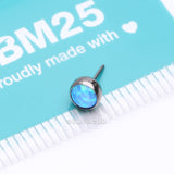 Detail View 3 of Implant Grade Titanium OneFit Threadless Bezel Set Fire Opal Top Part-Blue Opal