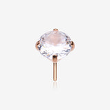 Implant Grade Titanium OneFit Threadless Rose Gold Prong Set Sparkle Gem Top Part-Clear Gem