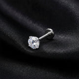 Detail View 1 of Implant Grade Titanium OneFit Threadless Sparkle Firework Gem Top Flat Back Labret-Clear Gem
