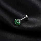 Detail View 1 of Implant Grade Titanium OneFit Threadless Sparkle Firework Gem Top Flat Back Labret-Green