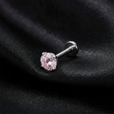 Detail View 1 of Implant Grade Titanium OneFit Threadless Sparkle Firework Gem Top Flat Back Labret-Pink