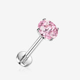Implant Grade Titanium OneFit Threadless Sparkle Firework Gem Top Flat Back Labret-Pink