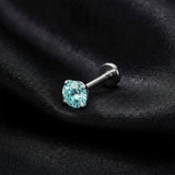 Detail View 1 of Implant Grade Titanium OneFit Threadless Sparkle Firework Gem Top Flat Back Labret-Aqua