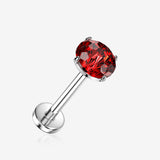 Implant Grade Titanium OneFit Threadless Sparkle Firework Gem Top Flat Back Labret-Red