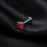 Detail View 1 of Implant Grade Titanium OneFit Threadless Sparkle Firework Gem Top Flat Back Labret-Red