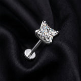 Detail View 1 of Implant Grade Titanium OneFit Threadless Square Floral Gem Sparkle Top Flat Back Labret-Clear Gem