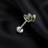 Detail View 1 of Implant Grade Titanium OneFit Threadless Triple Marquise Floral Abalone Flat Back Stud Labret