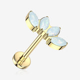 Implant Grade Titanium OneFit Threadless Golden Marquise Opal Curve Flat Back Stud Labret-White