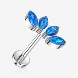 Implant Grade Titanium OneFit Threadless Marquise Opal Curve Flat Back Stud Labret-Blue