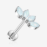 Implant Grade Titanium OneFit Threadless Marquise Opal Curve Flat Back Stud Labret-White