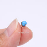 Detail View 2 of Implant Grade Titanium OneFit Threadless Fire Opal Ball Prong Set Top Part-Blue Opal