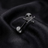 Detail View 1 of Implant Grade Titanium OneFit Threadless Blackline Crossbone Skull Top Flat Back Stud Labret