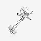 Implant Grade Titanium OneFit Threadless Crossbone Skull Top Flat Back Stud Labret