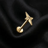 Detail View 1 of Implant Grade Titanium OneFit Threadless Golden North Star Cross Top Flat Back Stud Labret