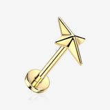 Implant Grade Titanium OneFit Threadless Golden North Star Cross Top Flat Back Stud Labret