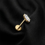 Detail View 1 of Implant Grade Titanium OneFit Threadless Golden Majestic Hexagon Sparkle Flat Back Stud Labret-Clear Gem