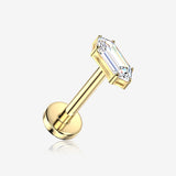 Implant Grade Titanium OneFit Threadless Golden Majestic Hexagon Sparkle Flat Back Stud Labret-Clear Gem