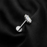 Detail View 1 of Implant Grade Titanium OneFit Threadless Majestic Hexagon Sparkle Flat Back Stud Labret-Clear Gem