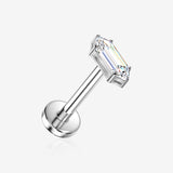 Implant Grade Titanium OneFit Threadless Majestic Hexagon Sparkle Flat Back Stud Labret-Clear Gem
