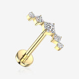 Implant Grade Titanium OneFit Threadless Golden Diamante Journey Sparkle Flat Back Stud Labret-Clear Gem
