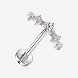 Implant Grade Titanium OneFit Threadless Diamante Journey Sparkle Flat Back Stud Labret-Clear Gem