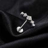 Detail View 1 of Implant Grade Titanium OneFit Threadless Diamante Journey Sparkle Flat Back Stud Labret-Clear Gem