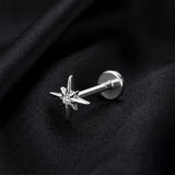 Detail View 1 of Implant Grade Titanium OneFit Threadless Starburst Sparkle Flat Back Stud Labret-Clear Gem